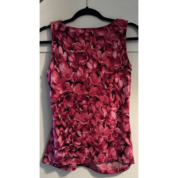 MICHAEL KORS Sleeveless Pink Red Floral Top Blouse Size Petite Small - Picture 5 of 5